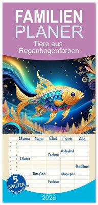Familienplaner 2026 - Tiere aus Regenbogenfarben mit 5 Spalten (Wandkalender, 21 x 45 cm) CALVENDO Familienplaner 2026 - Tiere aus Regenbogenfarben mit 5 Spalten (Wandkalender, 21 x 45 cm) CALVENDO