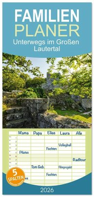 Familienplaner 2026 - Unterwegs im Großen Lautertal mit 5 Spalten (Wandkalender, 21 x 45 cm) CALVENDO