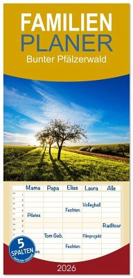Familienplaner 2026 - Bunter Pfälzerwald mit 5 Spalten (Wandkalender, 21 x 45 cm) CALVENDO