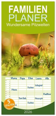 Familienplaner 2026 - Wundersame Pilzwelten mit 5 Spalten (Wandkalender, 21 x 45 cm) CALVENDO