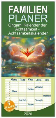 Cover Familienplaner 2026 - Origami Kalender der Achtsamkeit - Achtsamkeitskalender mit 5 Spalten (Wandkalender, 21 x 45 cm) CALVENDO