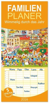 Cover Familienplaner 2026 - Wimmelig durch das Jahr mit 5 Spalten (Wandkalender, 21 x 45 cm) CALVENDO