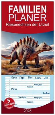 Cover Familienplaner 2026 - Riesenechsen der Urzeit mit 5 Spalten (Wandkalender, 21 x 45 cm) CALVENDO