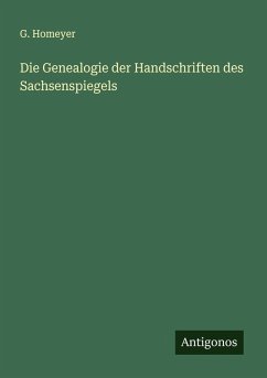 Cover Die Genealogie der Handschriften des Sachsenspiegels