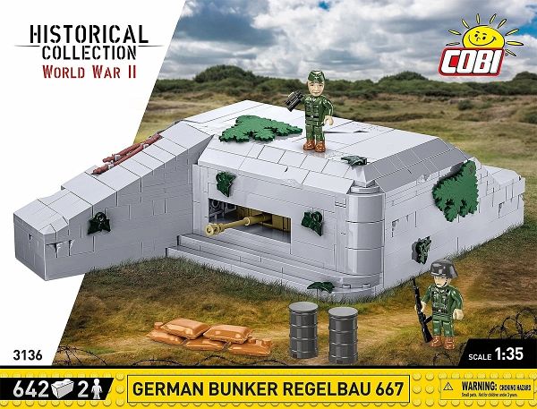 COBI Historical Collection 3136 - German Bunker Regelbau 667, WWII, Bausatz 1:35, 642 Klemmbausteine, 2 Figuren