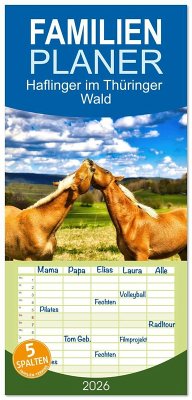 Cover Familienplaner 2026 - Haflinger im Thüringer Wald mit 5 Spalten (Wandkalender, 21 x 45 cm) CALVENDO