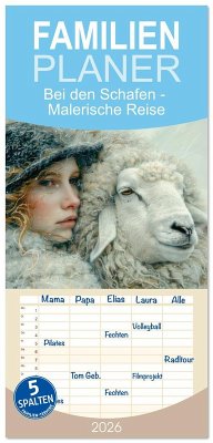 Familienplaner 2026 - Bei den Schafen - Malerische Reise mit 5 Spalten (Wandkalender, 21 x 45 cm) CALVENDO