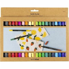 Cover Creativ Company Textil-Marker, Standard-Farben, Strichstärke 2,3+3,6 mm, 20er Set