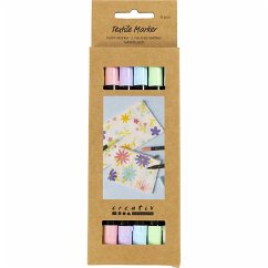 Cover Creativ Company Textil-Marker, Pastell-Farben, Strichstärke 2,3+3,6 mm, 6er Set