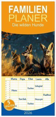 Cover Familienplaner 2026 - Die wilden Hunde mit 5 Spalten (Wandkalender, 21 x 45 cm) CALVENDO