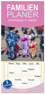 Familienplaner 2026 - Unterwegs in Japan mit 5 Spalten (Wandkalender, 21 x 45 cm) CALVENDO