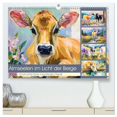 Almseelen im Licht der Berge. Charmante Kühe in kunstvoller Öloptik (hochwertiger Premium Wandkalender 2026 DIN A2 quer), Kunstdruck in Hochglanz Almseelen im Licht der Berge. Charmante Kühe in kunstvoller Öloptik (hochwertiger Premium Wandkalender 2026 DIN A2 quer), Kunstdruck in Hochglanz