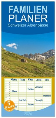 Cover Familienplaner 2026 - Schweizer Alpenpässe mit 5 Spalten (Wandkalender, 21 x 45 cm) CALVENDO