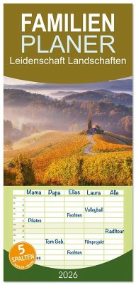 Cover Familienplaner 2026 - Leidenschaft Landschaften mit 5 Spalten (Wandkalender, 21 x 45 cm) CALVENDO