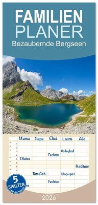 Cover Familienplaner 2026 - Bezaubernde Bergseen mit 5 Spalten (Wandkalender, 21 x 45 cm) CALVENDO