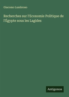 Cover Recherches sur l'Economie Politique de l'Égypte sous les Lagides
