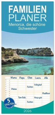 Familienplaner 2026 - Menorca, die schöne Schwester mit 5 Spalten (Wandkalender, 21 x 45 cm) CALVENDO