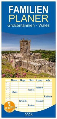 Cover Familienplaner 2026 - Großbritannien - Wales mit 5 Spalten (Wandkalender, 21 x 45 cm) CALVENDO