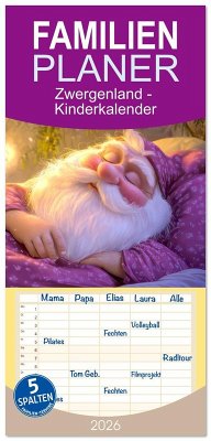Familienplaner 2026 - Zwergenland - Kinderkalender mit 5 Spalten (Wandkalender, 21 x 45 cm) CALVENDO