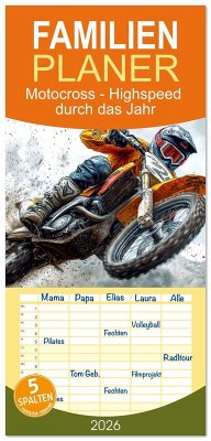 Familienplaner 2026 - Motocross - Highspeed durch das Jahr mit 5 Spalten (Wandkalender, 21 x 45 cm) CALVENDO