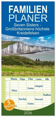 Cover Familienplaner 2026 - Seven Sisters - Großbritanniens höchste Kreidefelsen mit 5 Spalten (Wandkalender, 21 x 45 cm) CALVENDO
