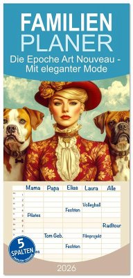 Familienplaner 2026 - Die Epoche Art Nouveau - Mit eleganter Mode mit 5 Spalten (Wandkalender, 21 x 45 cm) CALVENDO
