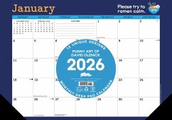 Cover Punny Art of David Olenick 2026 17 X 12 Small Monthly Deskpad