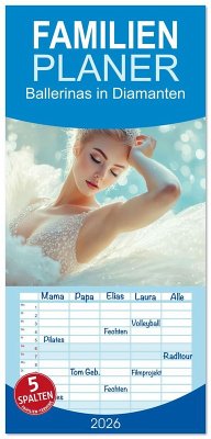 Cover Familienplaner 2026 - Ballerinas in Diamanten mit 5 Spalten (Wandkalender, 21 x 45 cm) CALVENDO