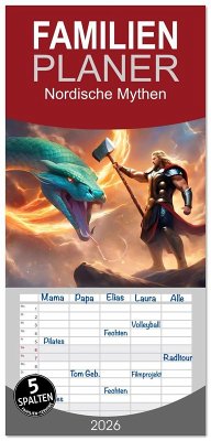 Cover Familienplaner 2026 - Nordische Mythen mit 5 Spalten (Wandkalender, 21 x 45 cm) CALVENDO