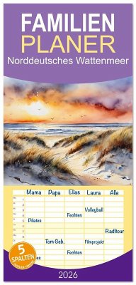 Cover Familienplaner 2026 - Norddeutsches Wattenmeer mit 5 Spalten (Wandkalender, 21 x 45 cm) CALVENDO