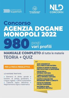 Cover Concorso Agenzia Dogane Monopoli 2022. 980 posti vari profili. Manuale completo per la prova preselettiva