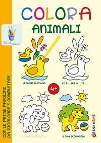 Colora animali con le prime paroline da ricalcare e completare