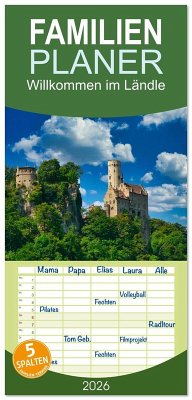 Familienplaner 2026 - Willkommen im Ländle mit 5 Spalten (Wandkalender, 21 x 45 cm) CALVENDO
