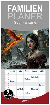 Familienplaner 2026 - Goth Fantasie mit 5 Spalten (Wandkalender, 21 x 45 cm) CALVENDO