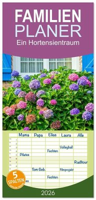 Cover Familienplaner 2026 - Ein Hortensientraum mit 5 Spalten (Wandkalender, 21 x 45 cm) CALVENDO