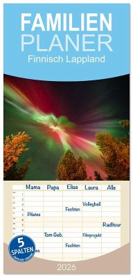 Familienplaner 2026 - Finnisch Lappland mit 5 Spalten (Wandkalender, 21 x 45 cm) CALVENDO