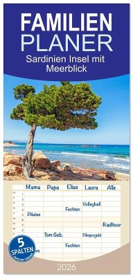 Cover Familienplaner 2026 - Sardinien Insel mit Meerblick mit 5 Spalten (Wandkalender, 21 x 45 cm) CALVENDO