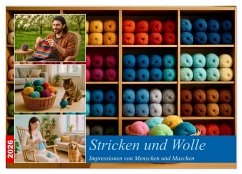 Cover Stricken und Wolle (Wandkalender 2026 DIN A2 quer), CALVENDO Monatskalender