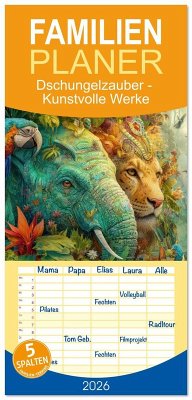 Familienplaner 2026 - Dschungelzauber - Kunstvolle Werke mit 5 Spalten (Wandkalender, 21 x 45 cm) CALVENDO Cover Familienplaner 2026 - Dschungelzauber - Kunstvolle Werke mit 5 Spalten (Wandkalender, 21 x 45 cm) CALVENDO
