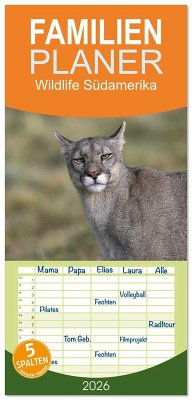 Cover Familienplaner 2026 - Wildlife Südamerika mit 5 Spalten (Wandkalender, 21 x 45 cm) CALVENDO