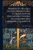 Homines Et Res Quo Studio Observaverit Et Quam Sincere Descripserit Ovidius Ex Amatoriis Ejus Carminibus Quaeritur Homines Et Res Quo Studio Observaverit Et Quam Sincere Descripserit Ovidius Ex Amatoriis Ejus Carminibus Quaeritur