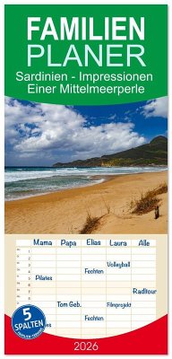Cover Familienplaner 2026 - Sardinien - Impressionen Einer Mittelmeerperle mit 5 Spalten (Wandkalender, 21 x 45 cm) CALVENDO