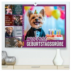 Cover Wuffige Geburtstagsgrüße SPRÜCHE ZUM ÄLTERWERDEN (hochwertiger Premium Wandkalender 2026 DIN A2 quer), Kunstdruck in Hochglanz