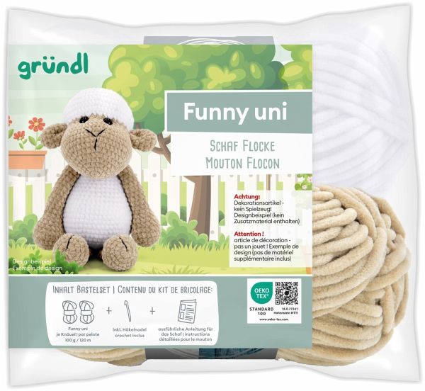 gründl Funny uni SB-Pack Schaf Flocke, Chenillegarn, Häkelset gründl Funny uni SB-Pack Schaf Flocke, Chenillegarn, Häkelset