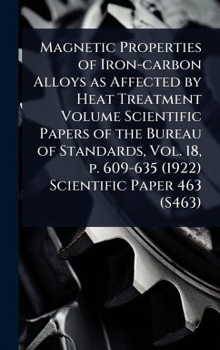 Cover Magnetic Properties of Iron-carbon Alloys as Affected by Heat Treatment Volume Scientific Papers of the Bureau of Standards, Vol. 18, p. 609-635 (1922) Scientific Paper 463 (S463)