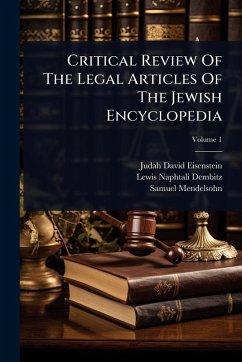 Cover Critical Review Of The Legal Articles Of The Jewish Encyclopedia