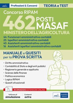 Cover Concorso 462 posti MASAF. Funzionari, assistenti, ispettori amministrativi contabili. Manuale per la prova scritta