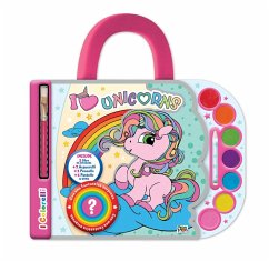 Cover I love unicorns. Valigetta acquerelli. I colorelli