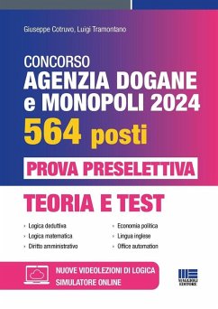 Cover Concorso Agenzia Dogane e Monopoli 2024 per 564 posti. Prova preselettiva. Teoria e test