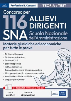 Cover Concorso 116 Allievi Dirigenti SNA (Scuola Nazionale dell'Amministrazione). Materie giuridiche ed economiche per tutte le prove. Teoria e test